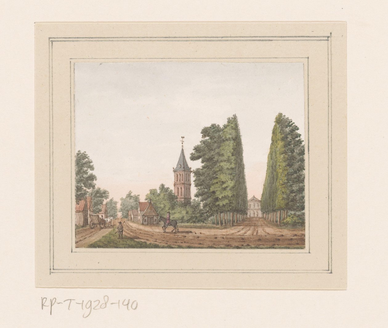 Vista de Oostkapelle con la casa de Rijnsburg en Zelanda de Anonymous