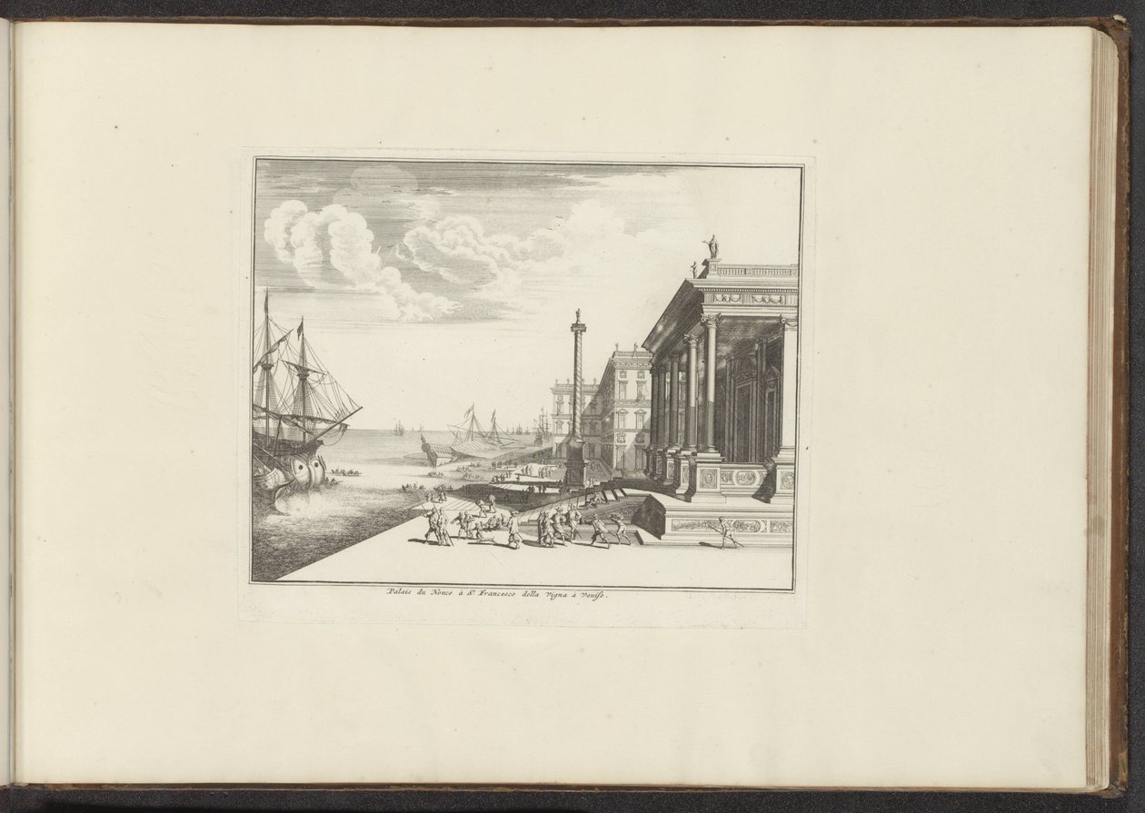 Vista del Palazzo del Nunzio Pontificio en Venecia Palais du Nonce à St. Francesco della Vigna à Venise (título sobre objeto) Palacios y Monumentos de Venecia, Livorno, Nápoles y Roma (título de la serie) de Anonymous