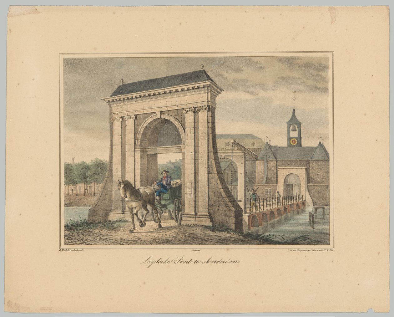 Vista del Leidsepoort en Ámsterdam
Leydsche Poort en Ámsterdam (título en el objeto)
Vistas de las seis puertas principales de la ciudad de Ámsterdam. 1er Cahier (título de la serie) de Anonymous
