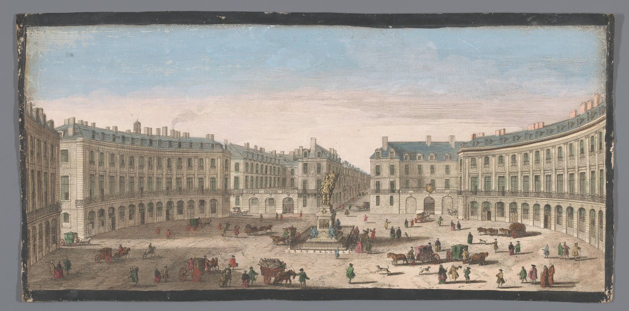 Vista de la Plaza de las Victorias de París
Vûë de la Place des Victoires (título en el objeto) de Anonymous