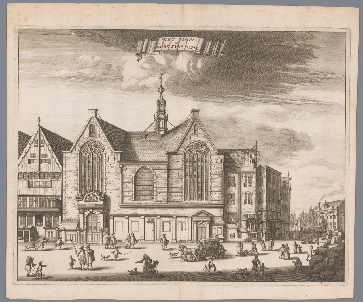 Vista de la Capilla de San Olof (Capilla Oudezijds) en Amsterdam Sint Olofs ahora Oude Zyds Chapel (título sobre el objeto) de Anonymous