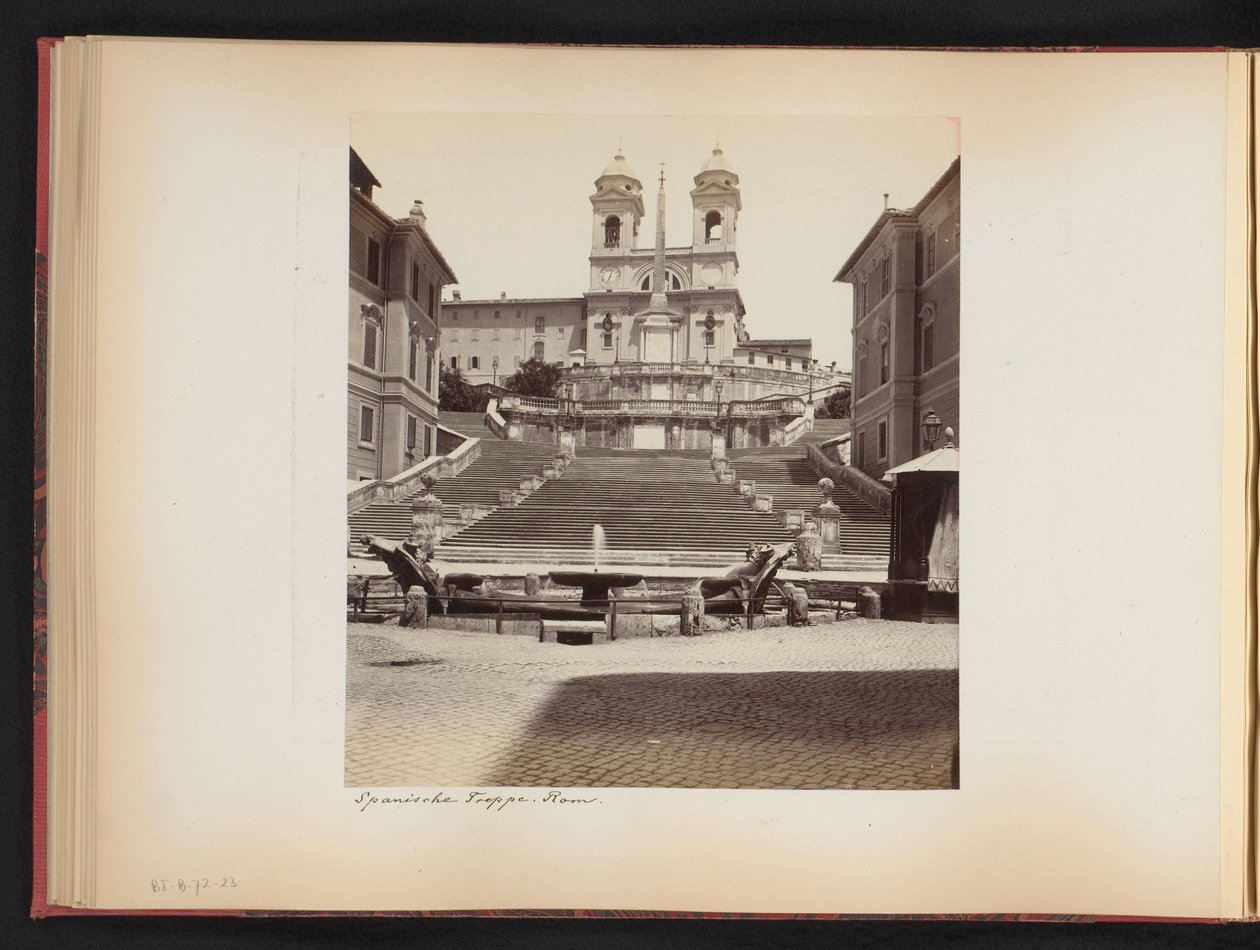 Vista de la Plaza de España, la Piazza di Spagna y la Trinità dei Monti en Roma, Italia Trepa española. rom (título en objeto) de Anonymous