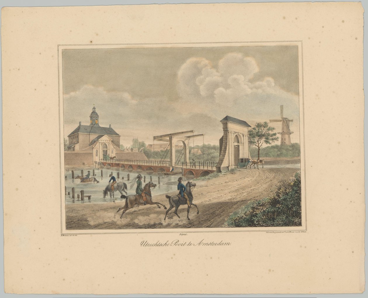 Vista de la puerta de Utrecht en Amsterdam Utrechtse Poort en Amsterdam (título sobre objeto) Rostros de las Seis Puertas Principales de la Ciudad de Ámsterdam. 1er Cahier (título de la serie) de Anonymous