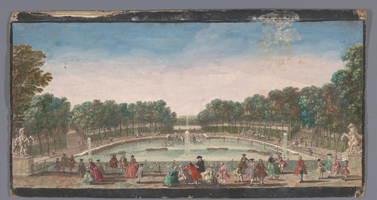 Vista del estanque de agua potable del jardín del Château de Marly
L