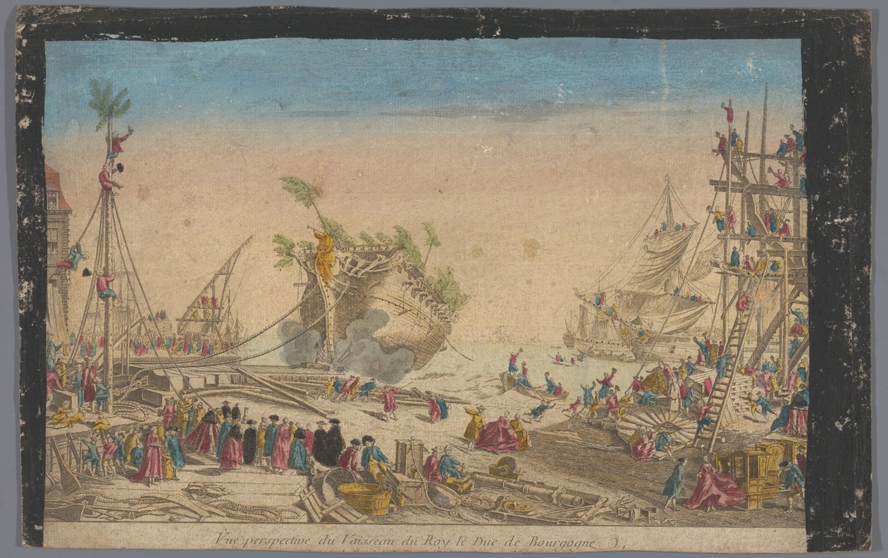 Vista del puerto de Rochefort con la salida del barco Duc de Bourgogne el 20 de octubre de 1751
Vue perspective du vaisseau du roy le Duc de Bourgogne (título en el objeto) de Anonymous