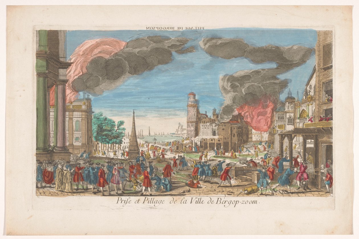 Vista de la captura y el saqueo de Bergen op Zoom por los franceses en 1747
Saqueo de Bergopzom (título en el objeto) de Anonymous