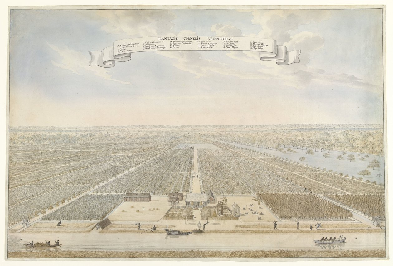 Vista de la plantación de Cornelis Vriendschap en Surinam
Plantagie Cornelis Vriendschap (título en el objeto) de Anonymous