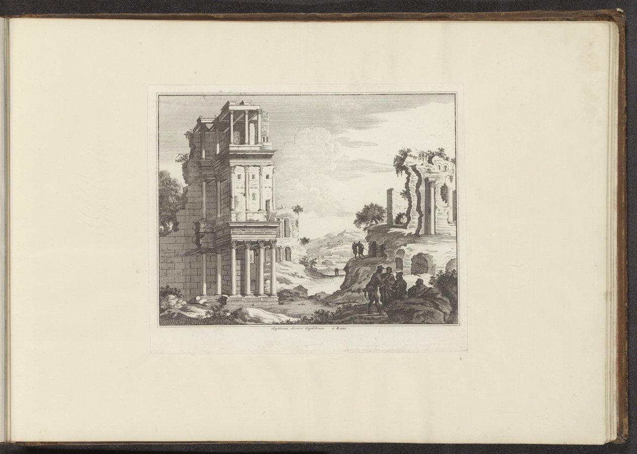 Vista de las ruinas del Septizonium en Roma Septizonii Severi Sepulchrum à Roma (título sobre el objeto) Palacios y Monumentos de Venecia, Livorno, Nápoles y Roma (título de la serie) de Anonymous