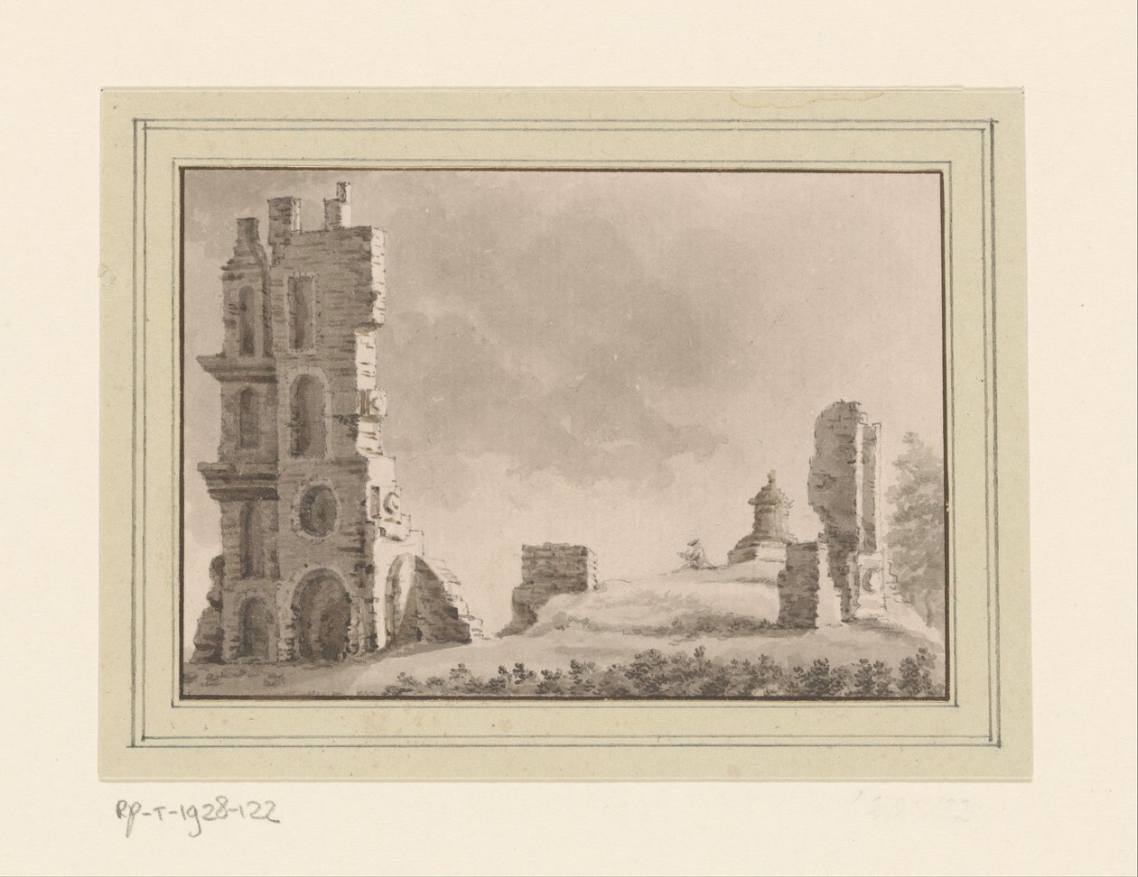 Vista de las ruinas de Huis ter Kleef cerca de Haarlem de Anonymous