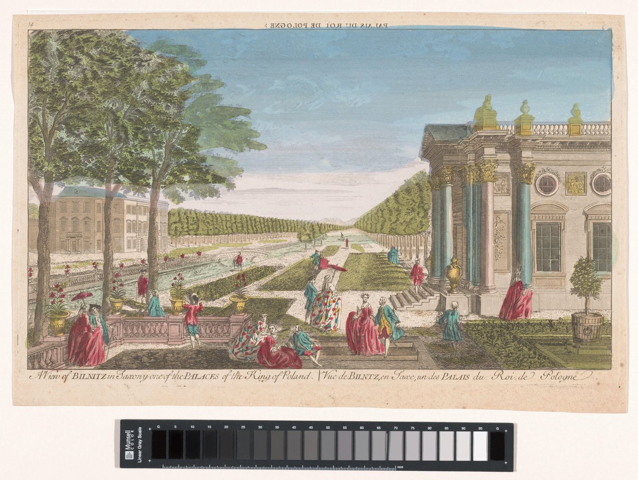 Gezicht op het Schloss Pillnitz
Una vista de Bilnitz en Sajonia uno de los palacios del rey de Polonia (título en el objeto) de Anonymous