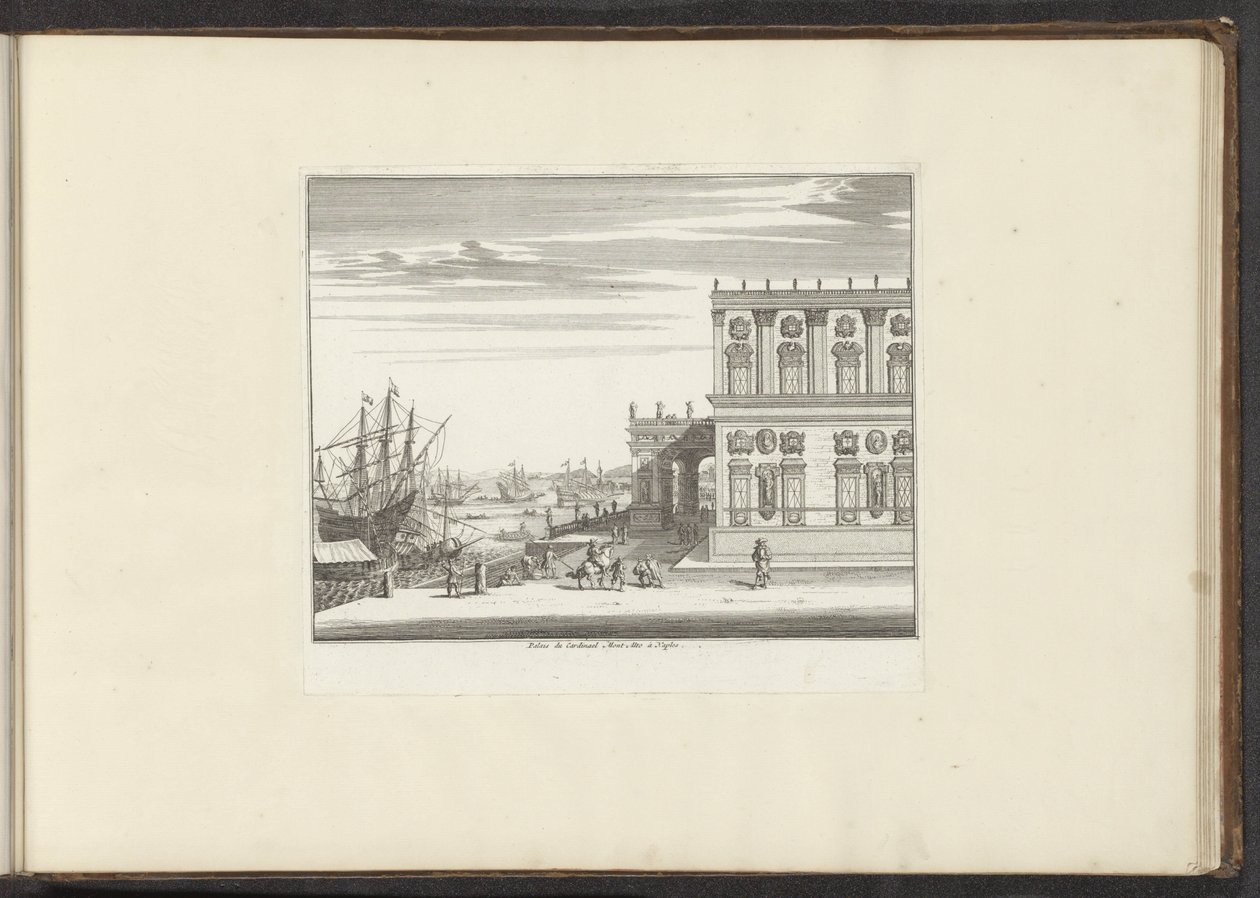Vista del Palacio del Cardenal Montalto en Nápoles Palais du Cardinael Mont Alto a Naples (título sobre objeto) Palacios y Monumentos de Venecia, Livorno, Nápoles y Roma (título de la serie) de Anonymous