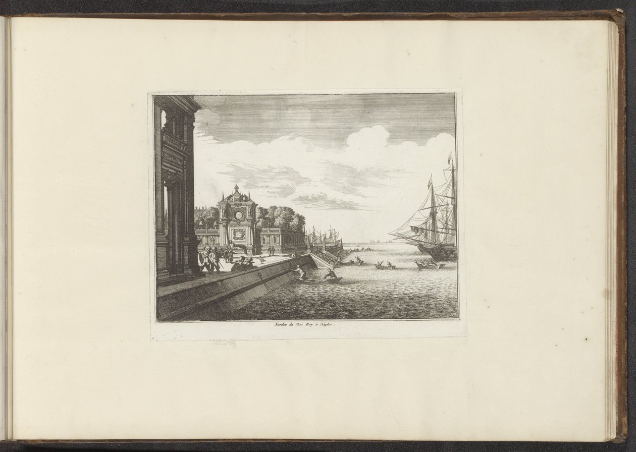 Vista de los jardines del palacio en la costa de Nápoles Jardin du Vise Roy à Naples (título sobre objeto) Palacios y Monumentos de Venecia, Livorno, Nápoles y Roma (título de la serie) de Anonymous