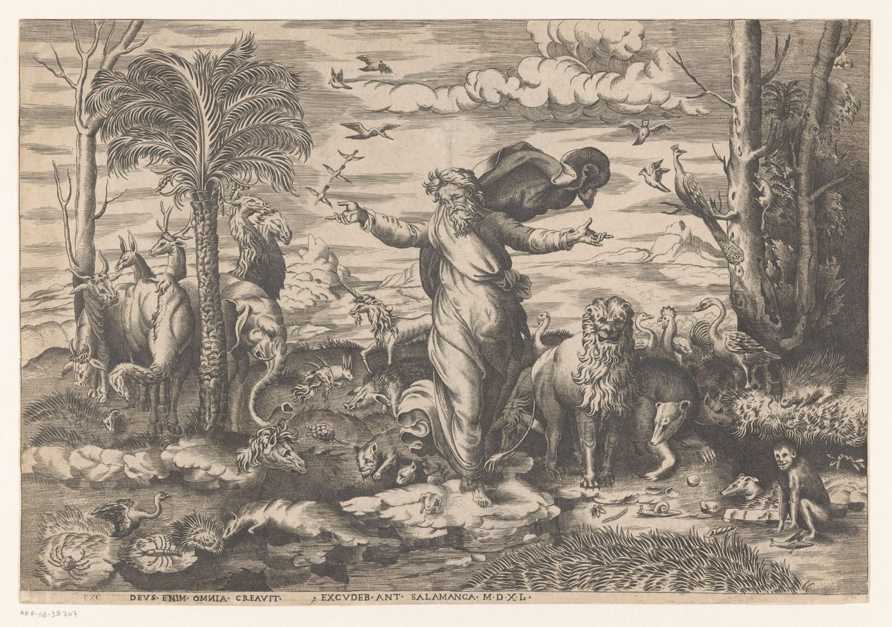 Dios crea los animales de la tierra de Anonymous