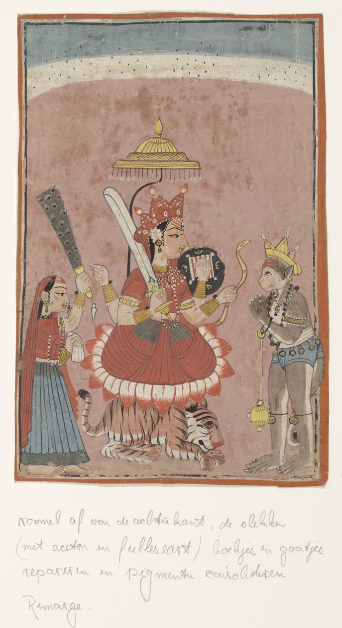 Diosa Durga y Hanuman de Anonymous