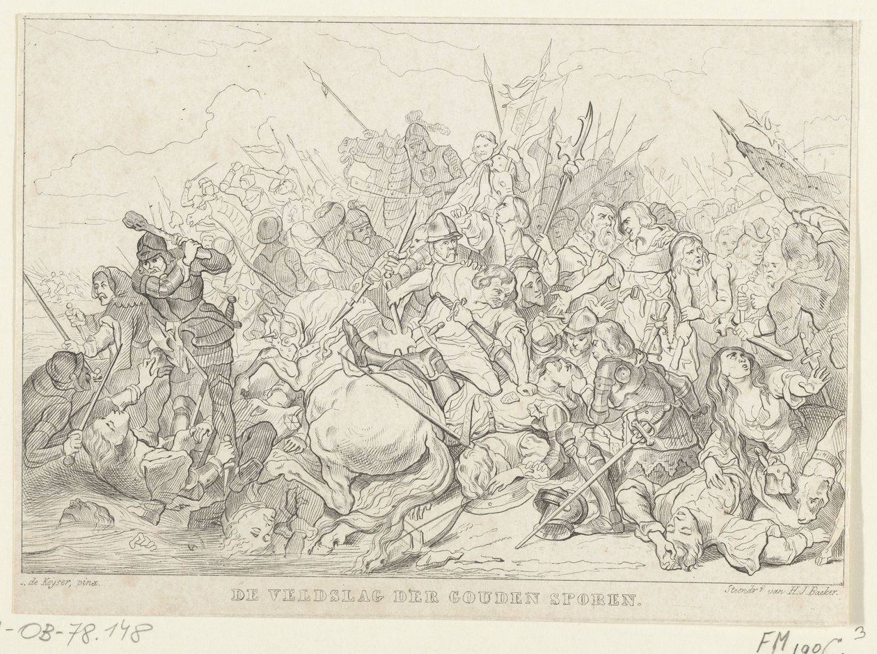 Batalla de las Espuelas Doradas, 1302 La Batalla de las Espuelas Doradas (título sobre el objeto) de Anonymous