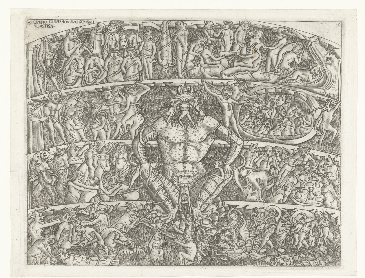 Infierno con Satanás y castigo de los pecadores por demonios Questo el inferno del chapo santo di Pisa (título sobre objeto) de Anonymous