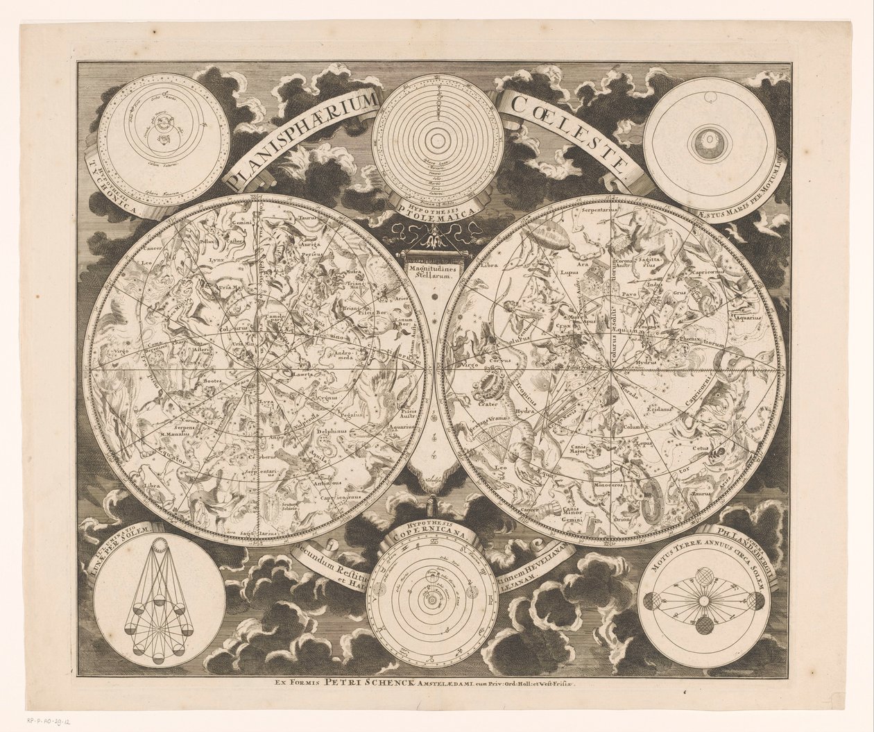 Mapa del cielo con las constelaciones del norte y del sur
Planisphaerium coeleste (título en el objeto) de Anonymous