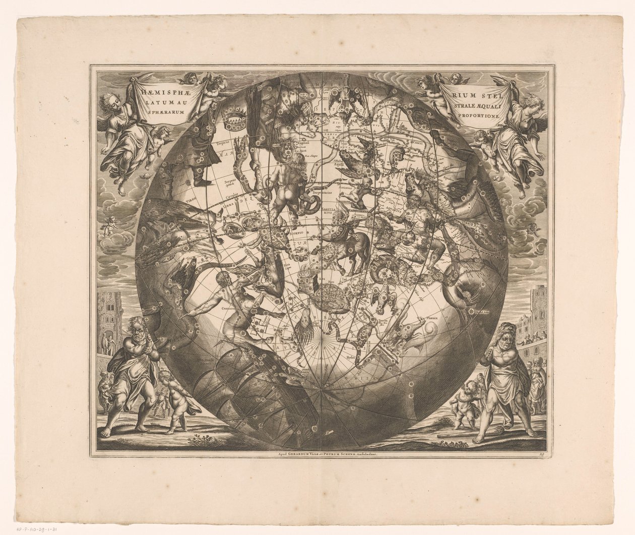 Mapa del cielo con las constelaciones del sur
Haemisphaerium stellatum australe aequali sphaerarum proportione (título del objeto) de Anonymous