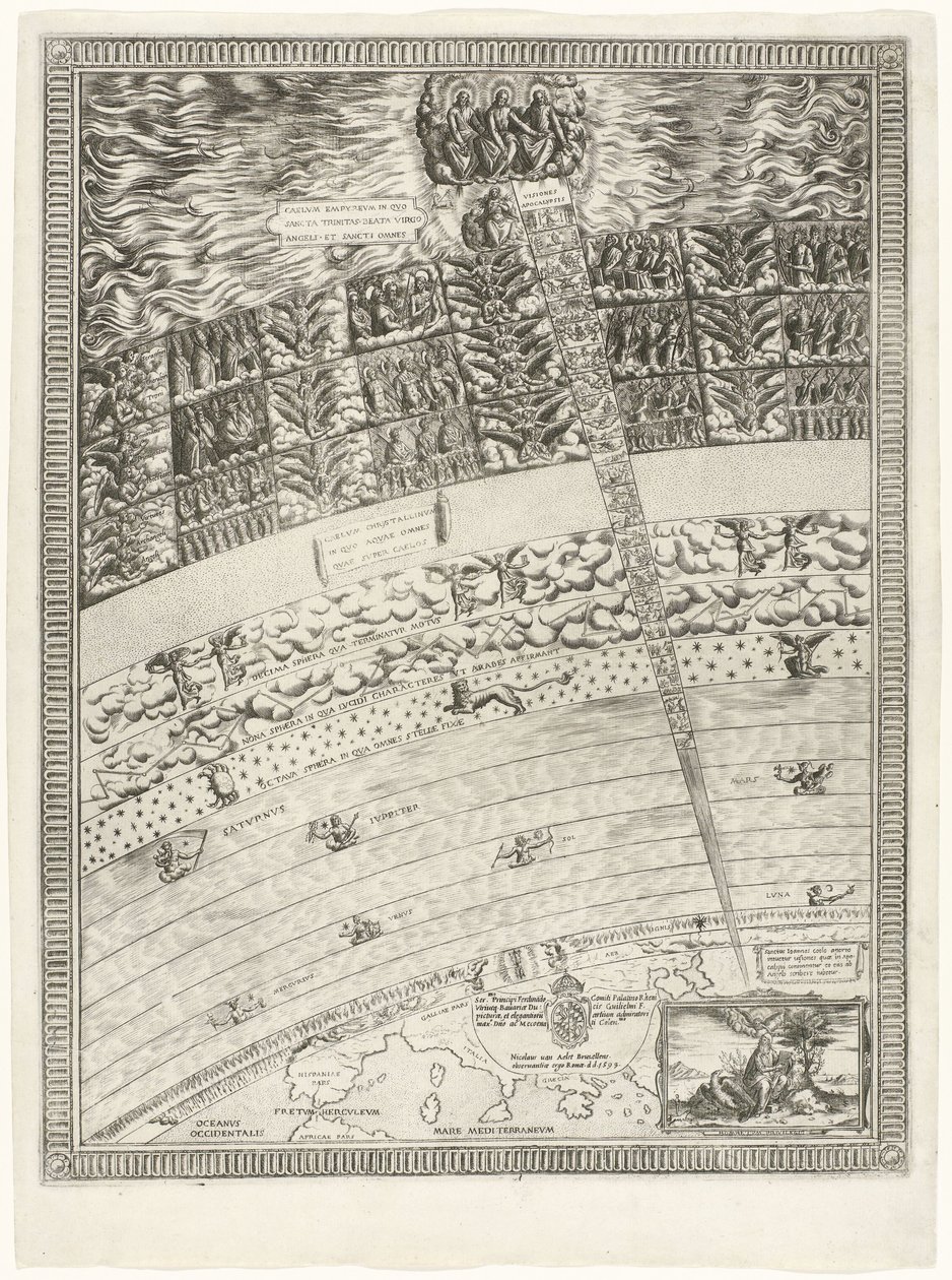 Mapa Celestial con Sección Transversal de las Esferas Celestiales y Revelaciones de Juan de Anonymous