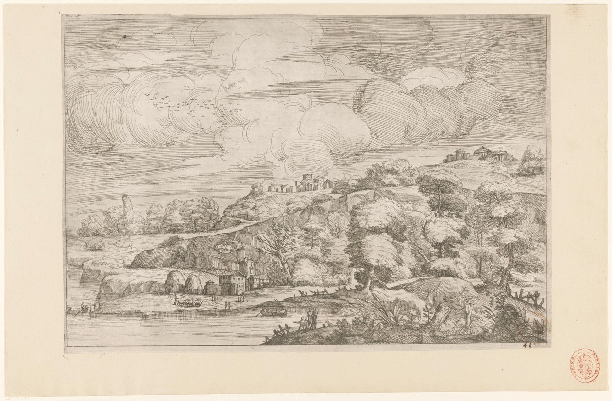 Paisaje montañoso junto al río. de Anonymous