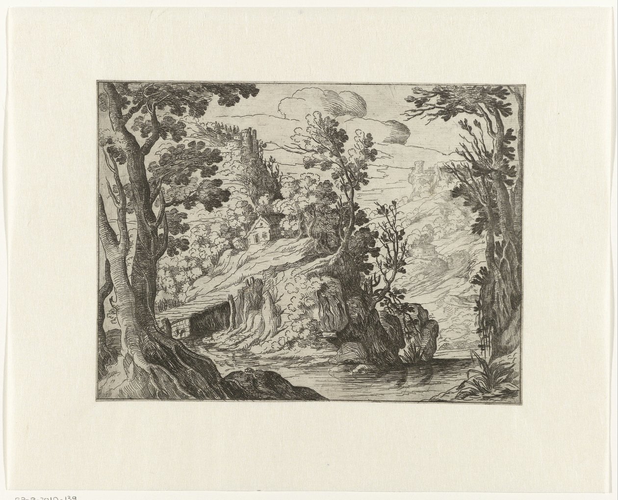 paisaje italiano con río de Anonymous