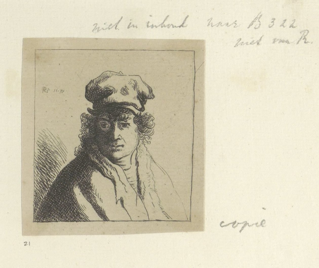 Joven con pelo rizado y gorra. Recueil de quatre-vingt-cinq estampes originales (título de la serie) de Anonymous