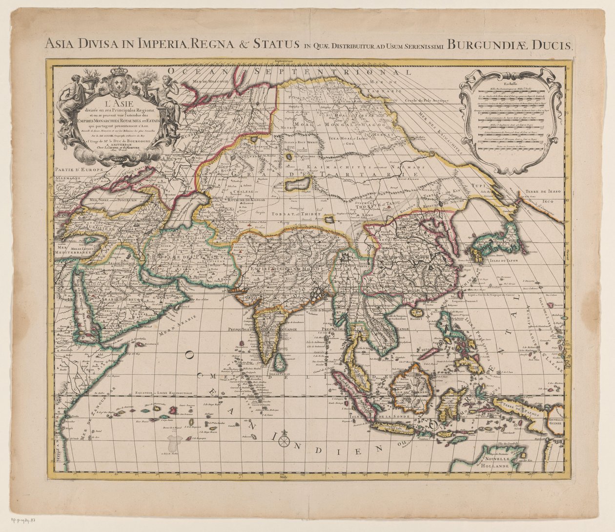 Kaart van Azië
Asia divisa in imperia, regna & status in quae distribitur, ad usum (...) / Asia dividida en sus principales regiones y donde pueden (...) (título en el objeto) de Anonymous