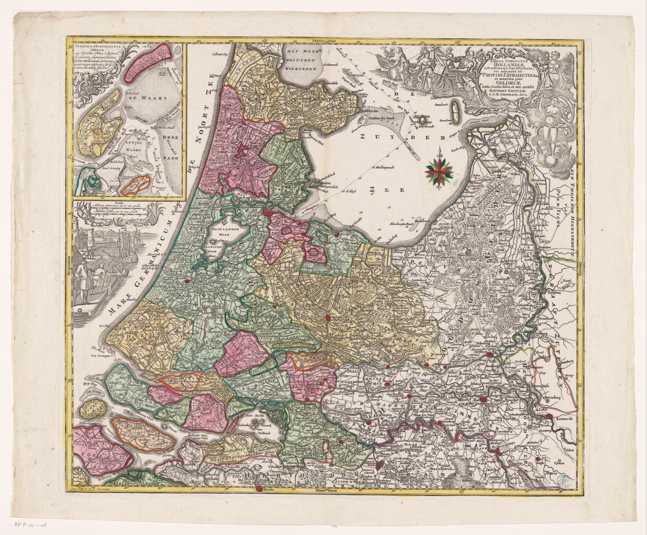 Mapa de Holanda, Utrecht y parte de Gelderland
Tabula comitatus Hollandiae in praefecturae suas distributa (...) (título en el objeto) de Anonymous