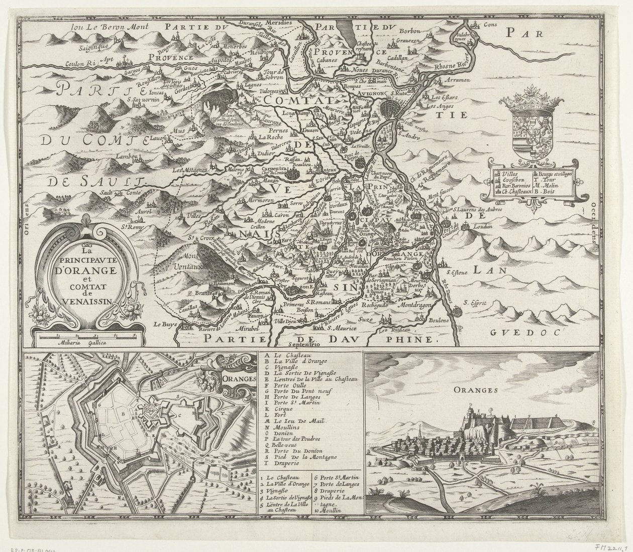 Mapa del Principado de Orange, 1639 La Principaute d
