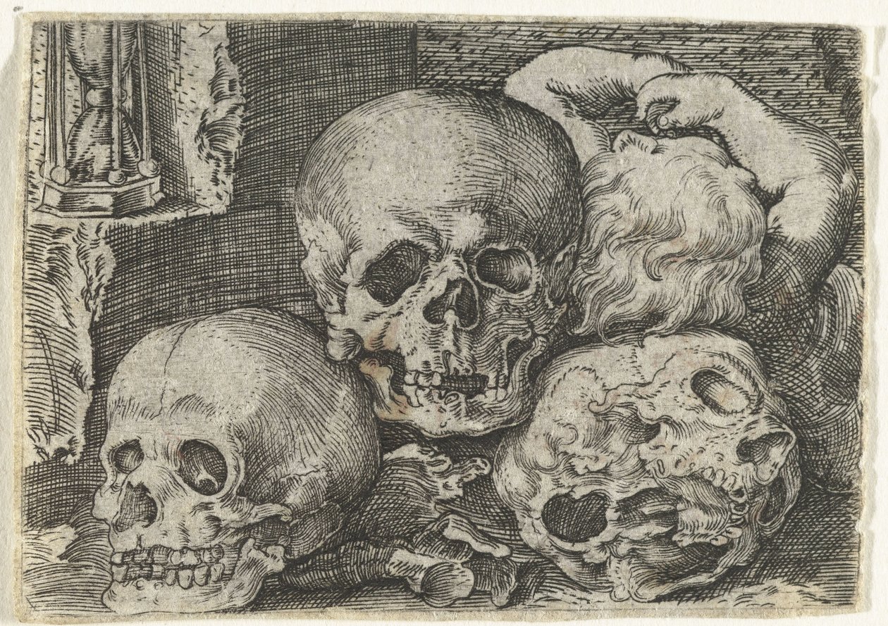 Niño con tres calaveras de Anonymous