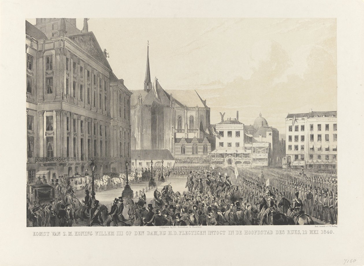Llegada de S.M. el Rey Guillermo III a la Presa, en H.D. entrar solemnemente en la capital del imperio, 12 de mayo de 1849 (título sobre el objeto) de Anonymous