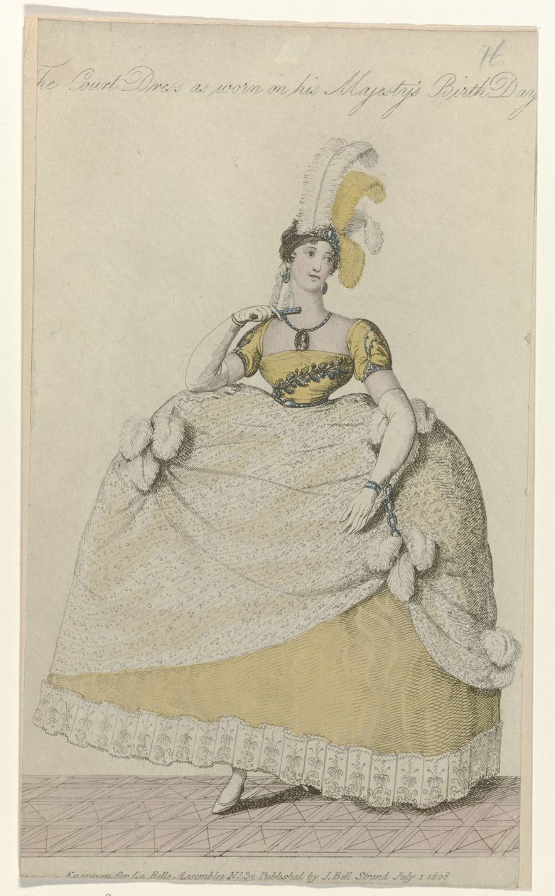 La Belle Assemblee, 1 de julio de 1808, n.º 32: El vestido de la corte (...) de Anonymous