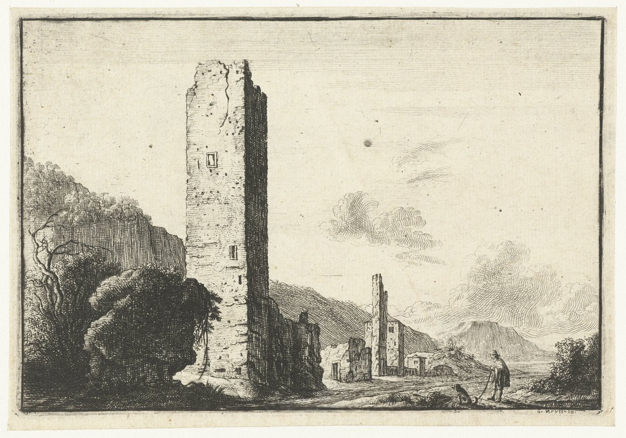 Paisaje con torre cuadrada de Anonymous