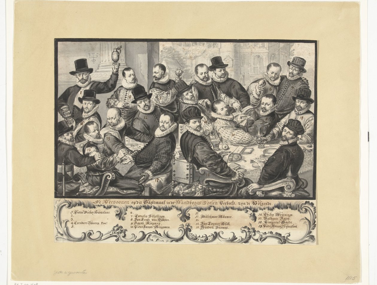 Comida de los oficiales del Handboogdoelen en Amsterdam, 1586 de Anonymous