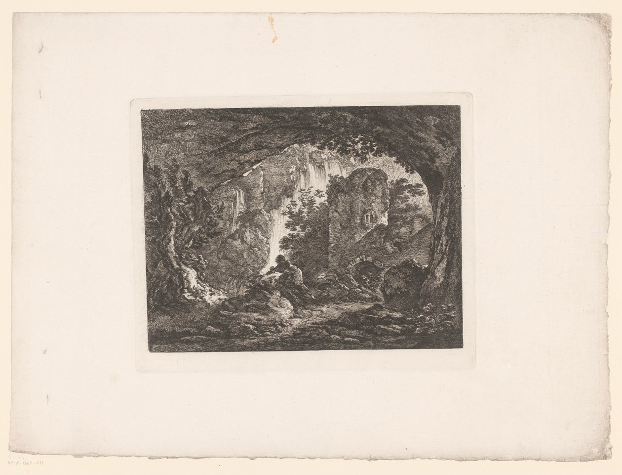Hombre huyendo de una serpiente
Grabados según pinturas de Ignace Duvivier (título de la serie)
Differens Sujets graves et dessinés par Ignace du Vivier: d