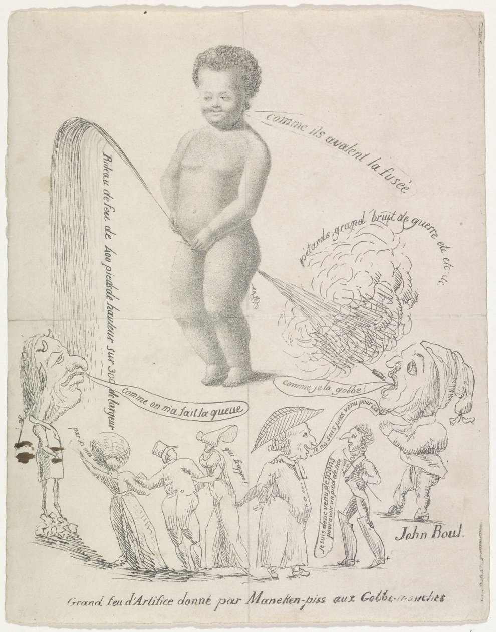 Manneken Pis ofrece fuegos artificiales, 1820 Grand feu d