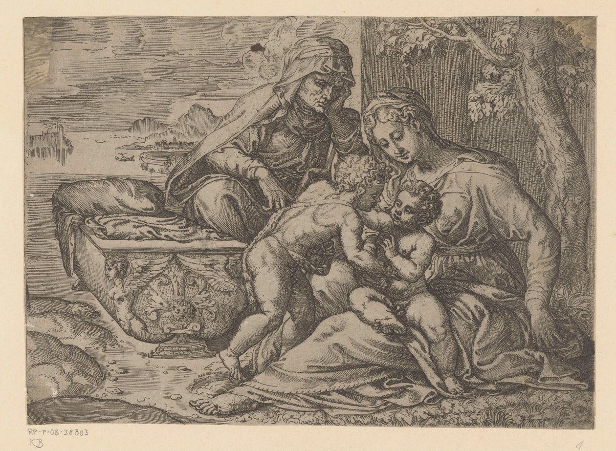 María con el Niño Jesús, Juan el Bautista e Isabel de Anonymous