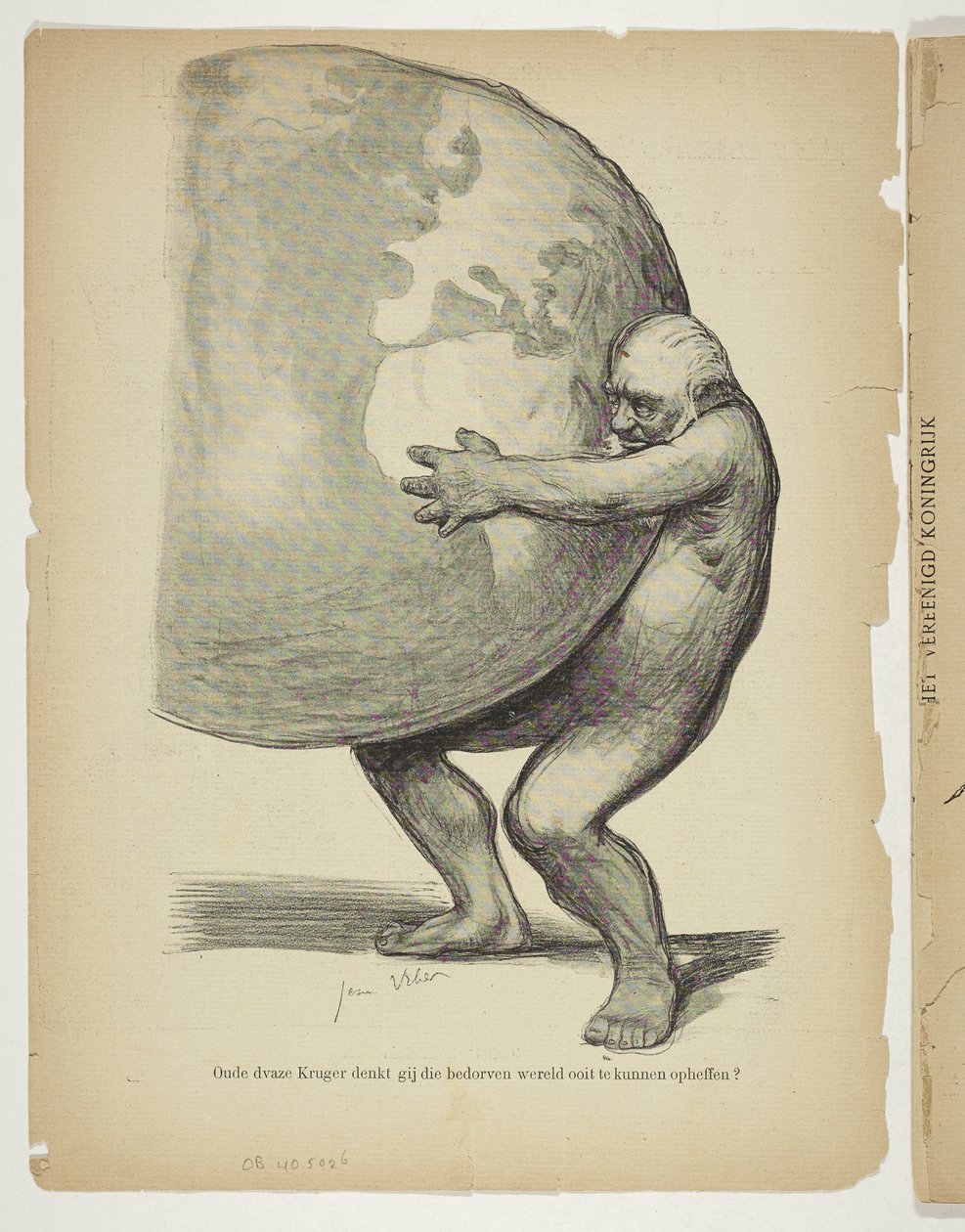 Paul Kruger desnudo sostiene el mundo de Anonymous