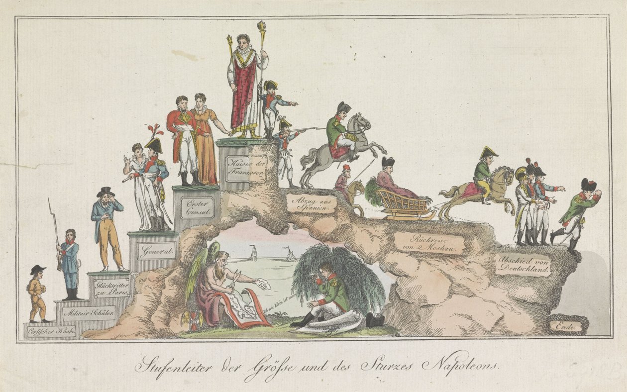 Correa de mano de Napoleón, 1814 La escalera de la grandeza y la caída de Napoleón (título sobre el objeto) de Anonymous