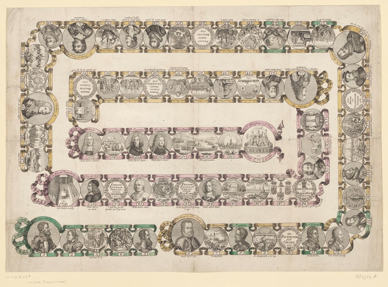 Juego de historia holandesa, 1738 Juego que representa la Historia de Holanda (título sobre el objeto) de Anonymous