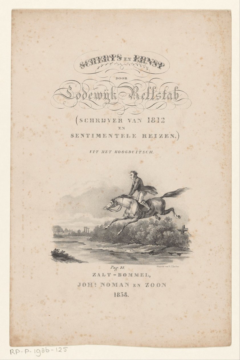 El caballo salta sobre el río
Portada de: Lodewijk Rellstab, Jest and Seriousness, 1838 de Anonymous