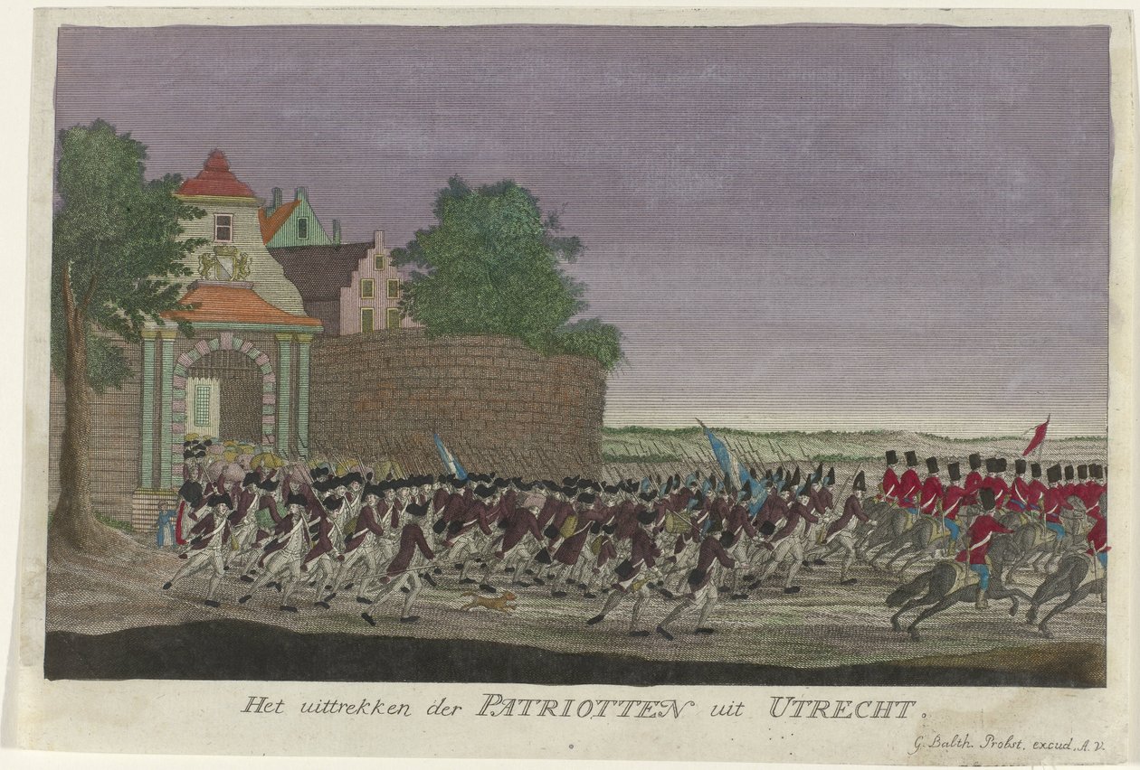 Los patriotas salen de Utrecht, 1787 La retirada de los patriotas de Utrecht (título sobre objeto) de Anonymous