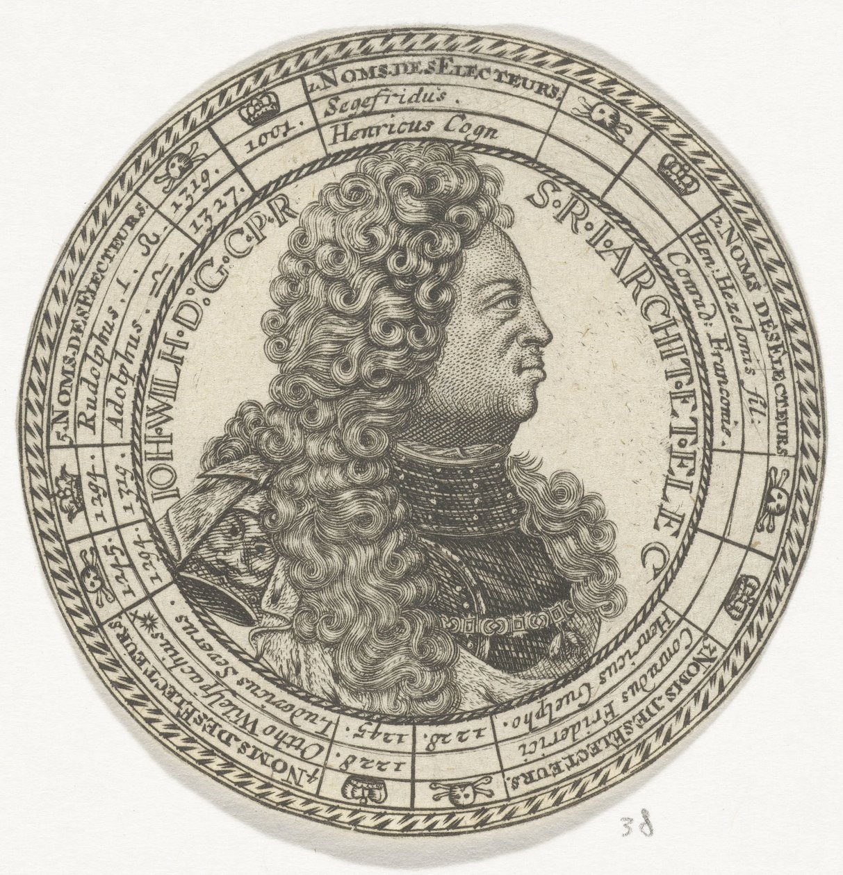 Medalla con el retrato de Johan Willem y los nombres de los Electores del Palatinado de Anonymous