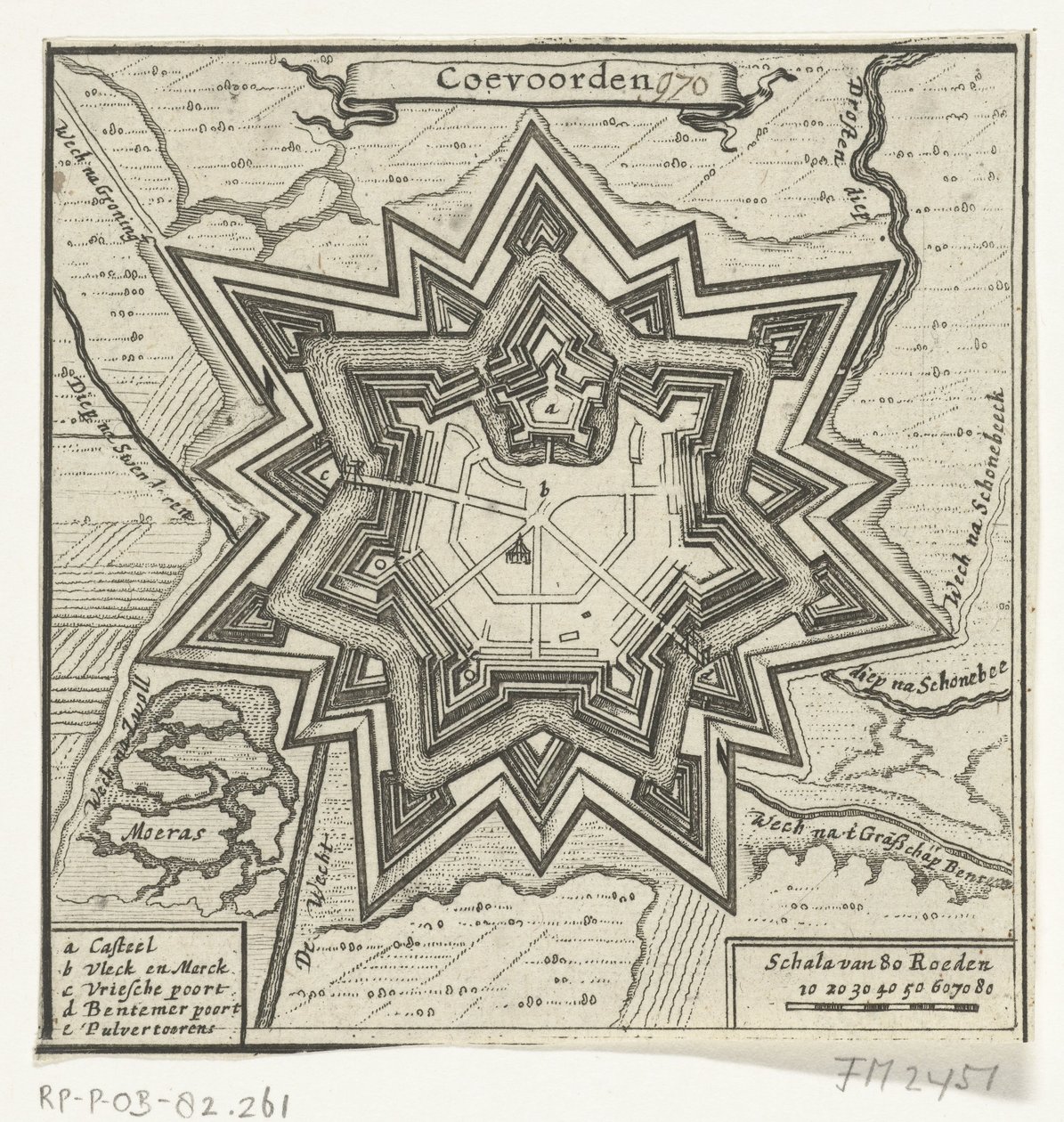 Mapa de Coevorden, 1672 Coevoorden (título sobre objeto) de Anonymous