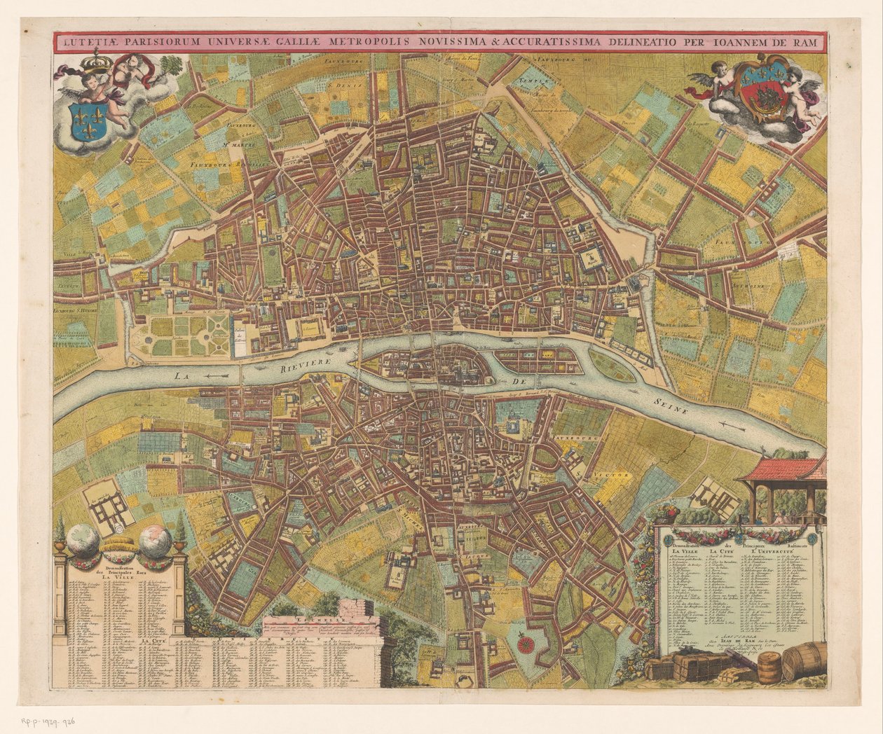 Mapa de París
Letetiae Parisiorum universae Galliae metropolis novissima (...) (título en el objeto) de Anonymous