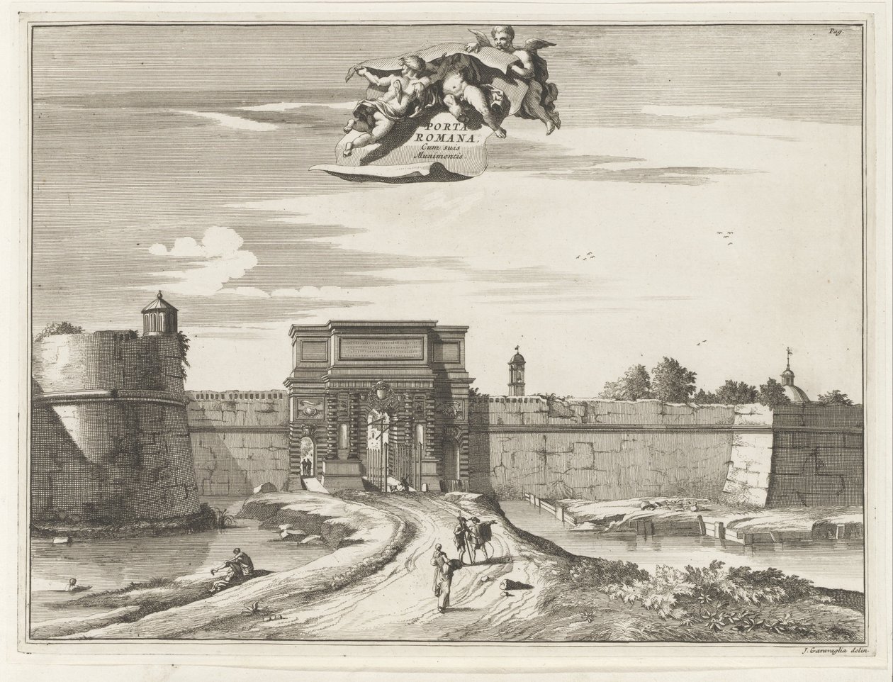 Porta Romana en Milán Porta Romana cum suis Muninentis (título sobre objeto) Edificios Magesyn der Italiaense (título de la serie) de Anonymous