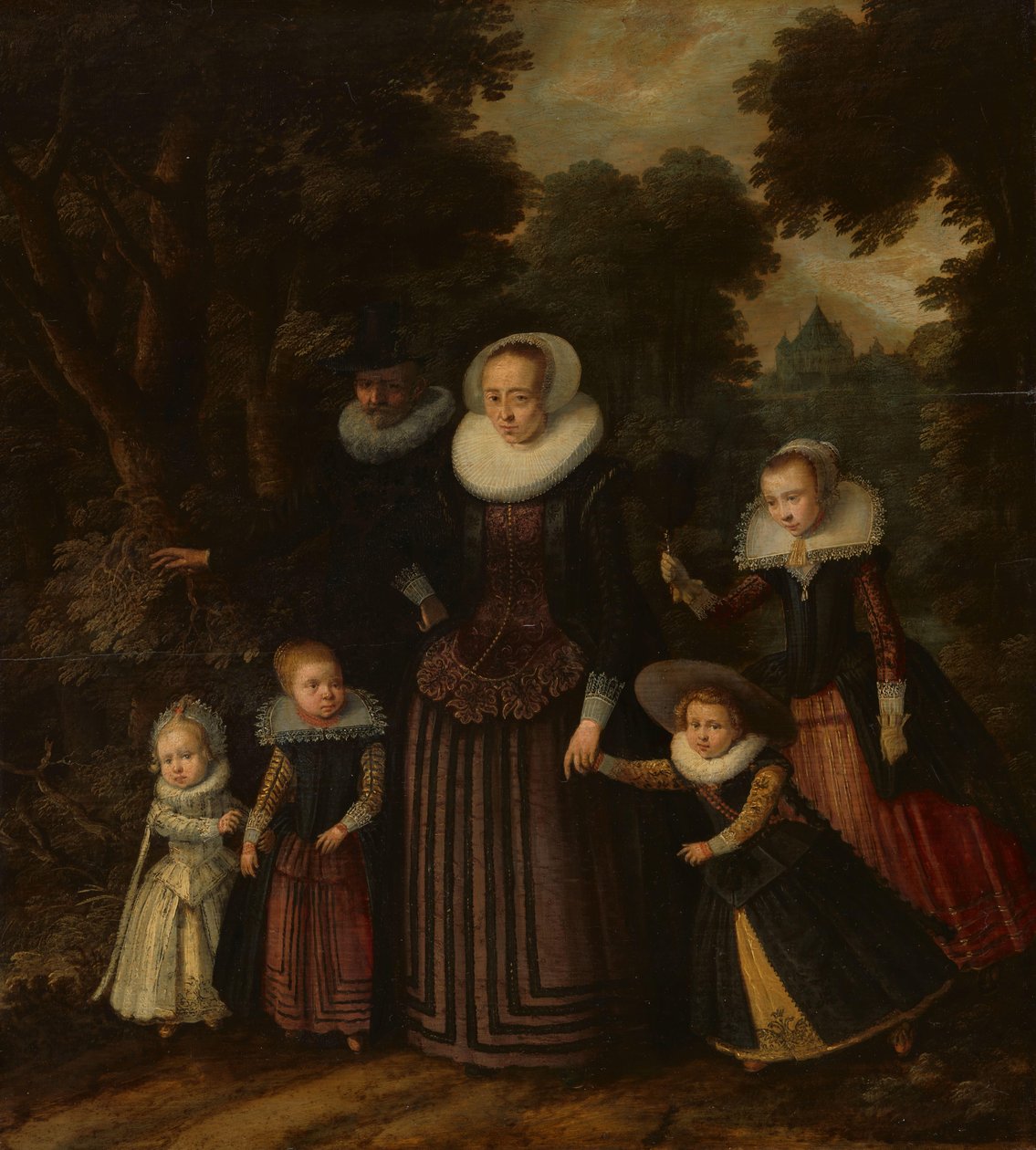 Retrato de una pareja y cuatro niños de Anonymous