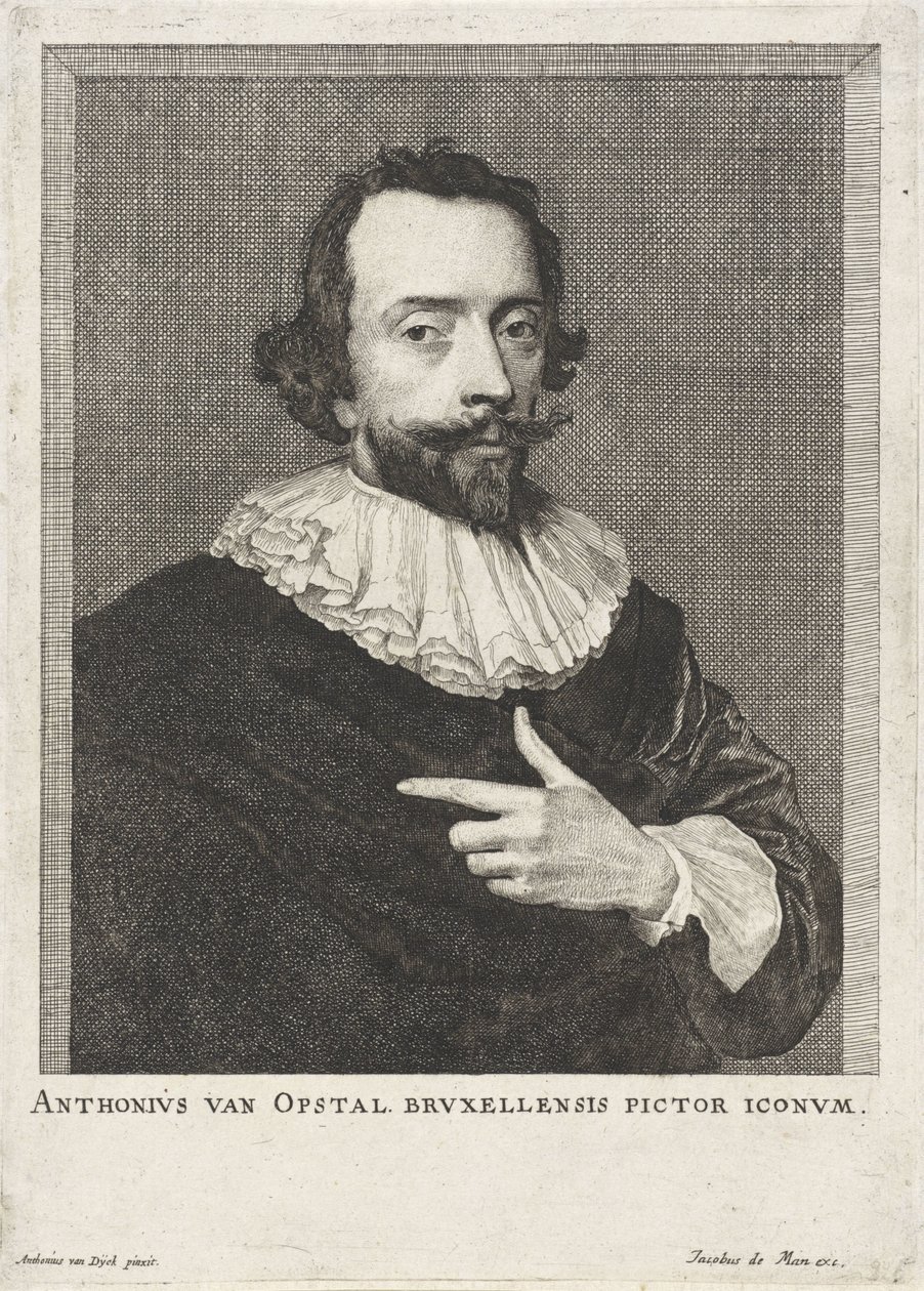 Retrato de Anton van Opstal Anthonius van Opstal Bruxellensis pictor iconum (título sobre el objeto) de Anonymous