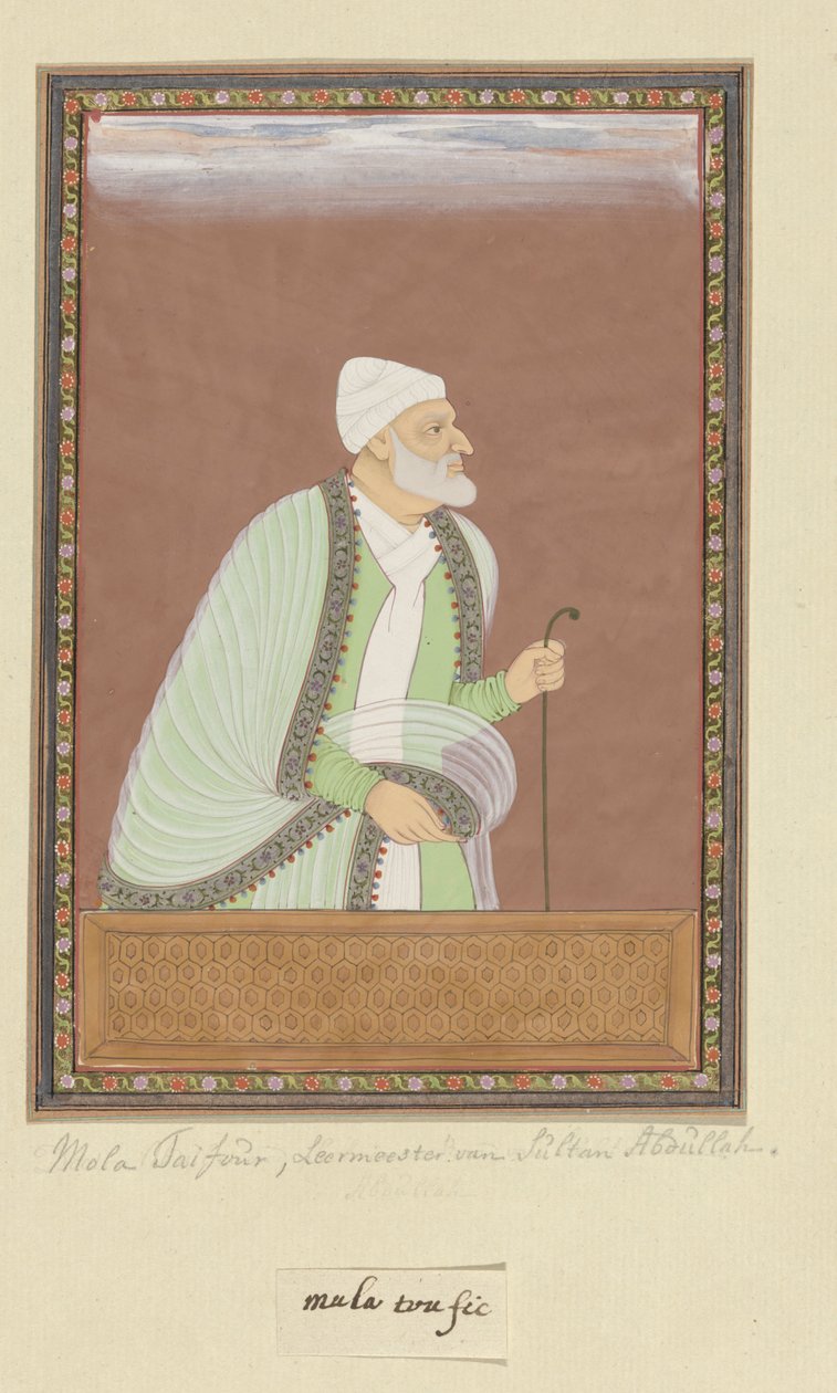 Retrato de Mulla Tayfur, que fue el maestro (ustad) del sultán Abdullah de Anonymous