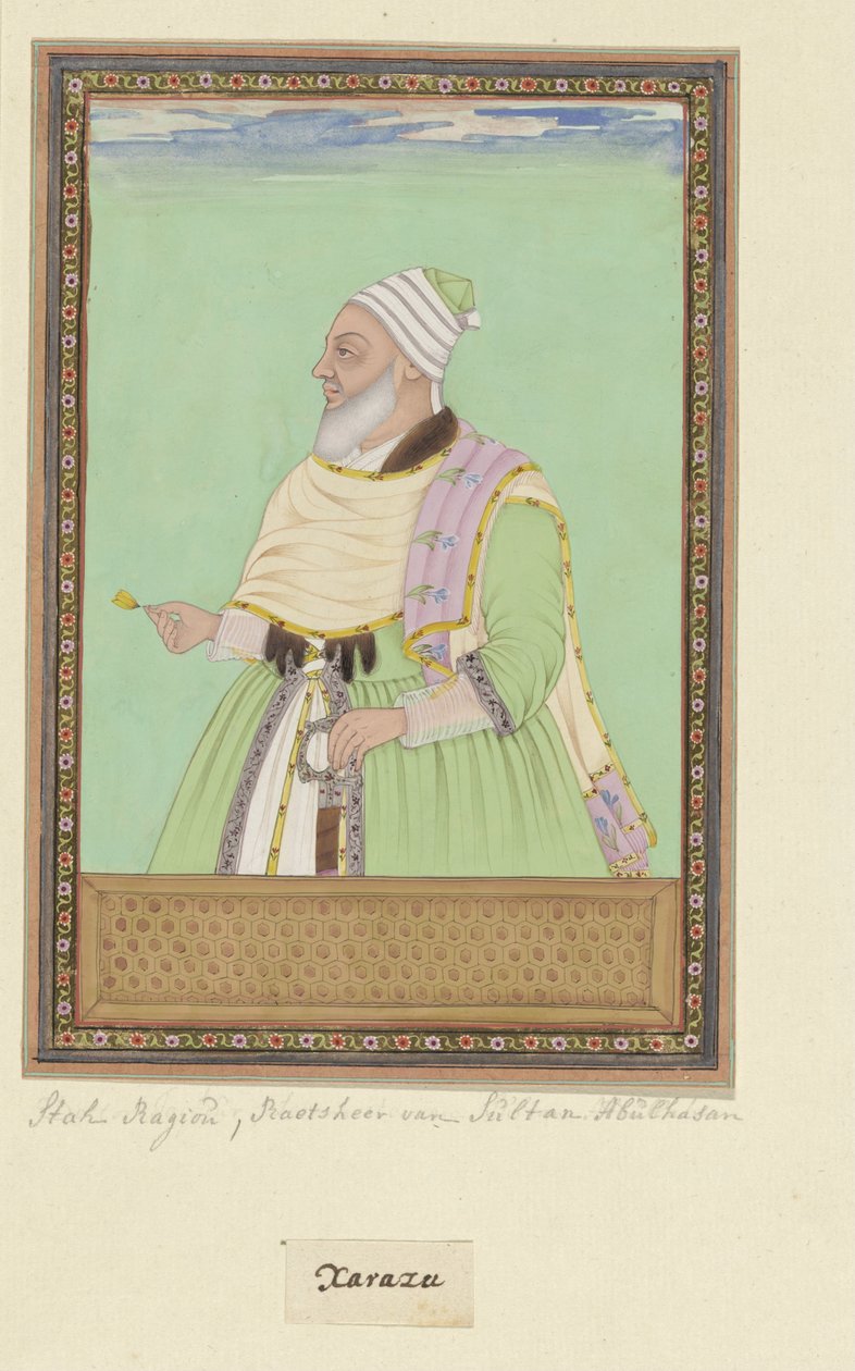 Retrato de Shah Raju, director espiritual (pir) del sultán Abul Hasan de Anonymous